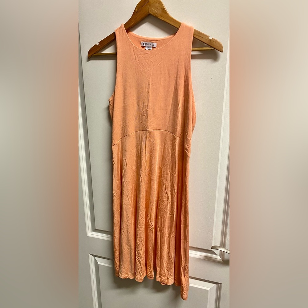 ATHLETA WOMEN'S PEACH LT CORAL SLEEVELESS SANTORINI THERA DRESS Sz Sm